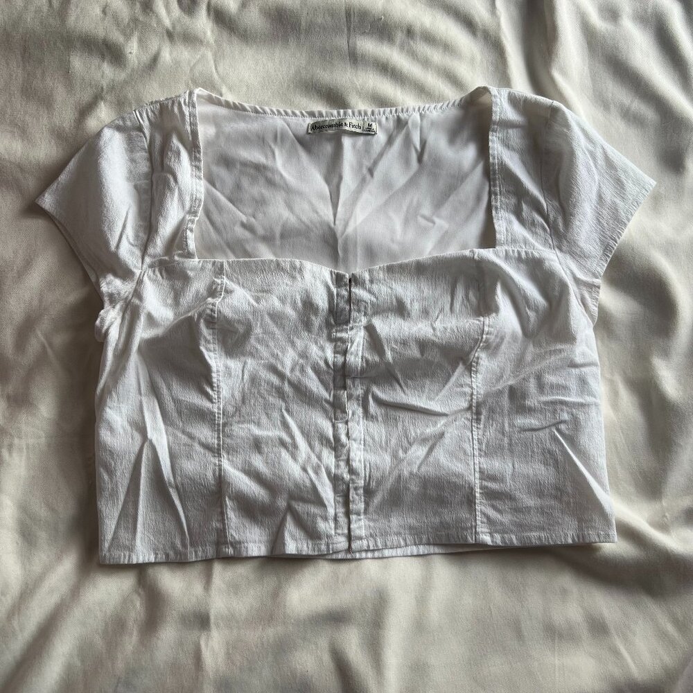 Abercrombie White Hook and eye cropped corset top size M